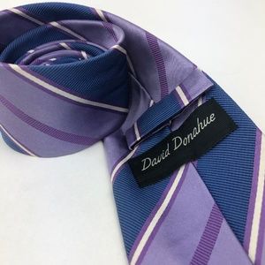 David Donahue Tie stripe blue purple white tie